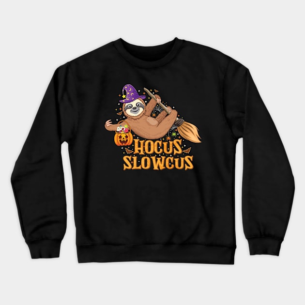 Lazy Sloth Witch Hat hocus slowcus Halloween Animal lovers Halloween sloth Crewneck Sweatshirt by UNXart